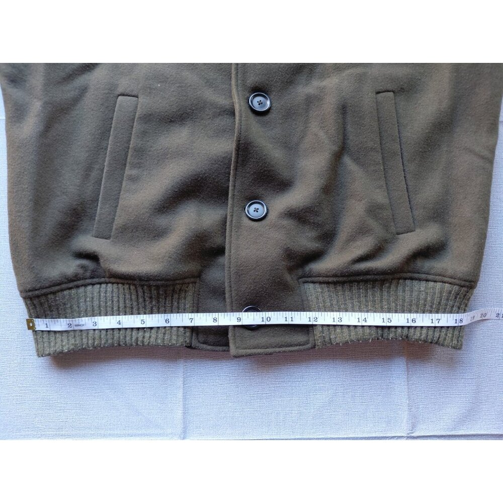 Zara Wool Blend Fleece Bomber Jacket XL Army Green Streetwear Pockets Gorpcore - Picture 12 of 14